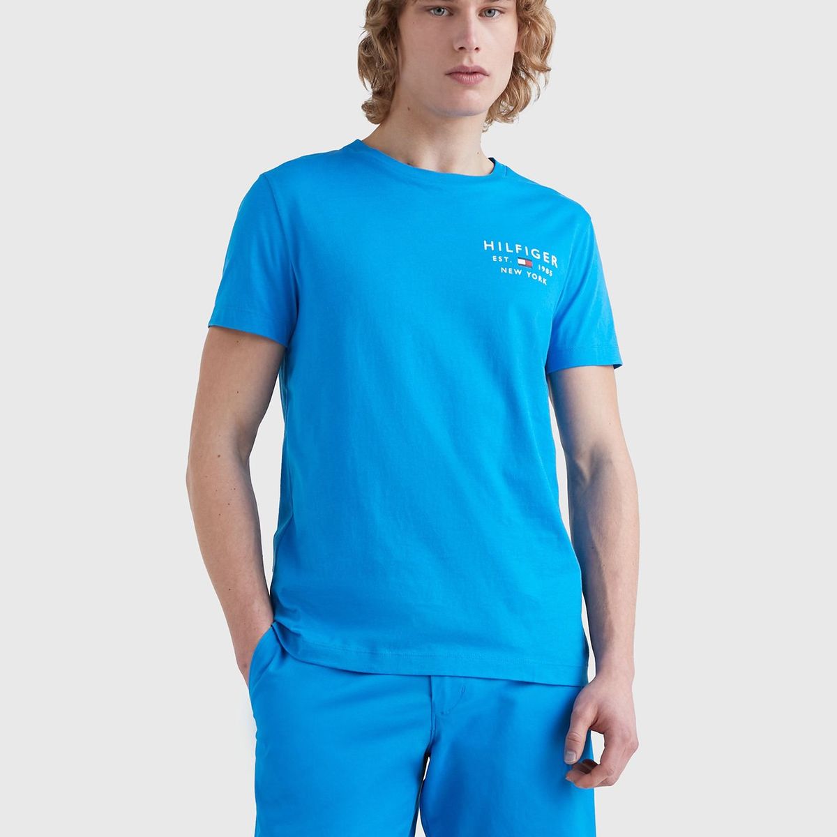 TOMMY HILFIGER - Polera Brand Small Logo Celeste Tommy Hilfiger