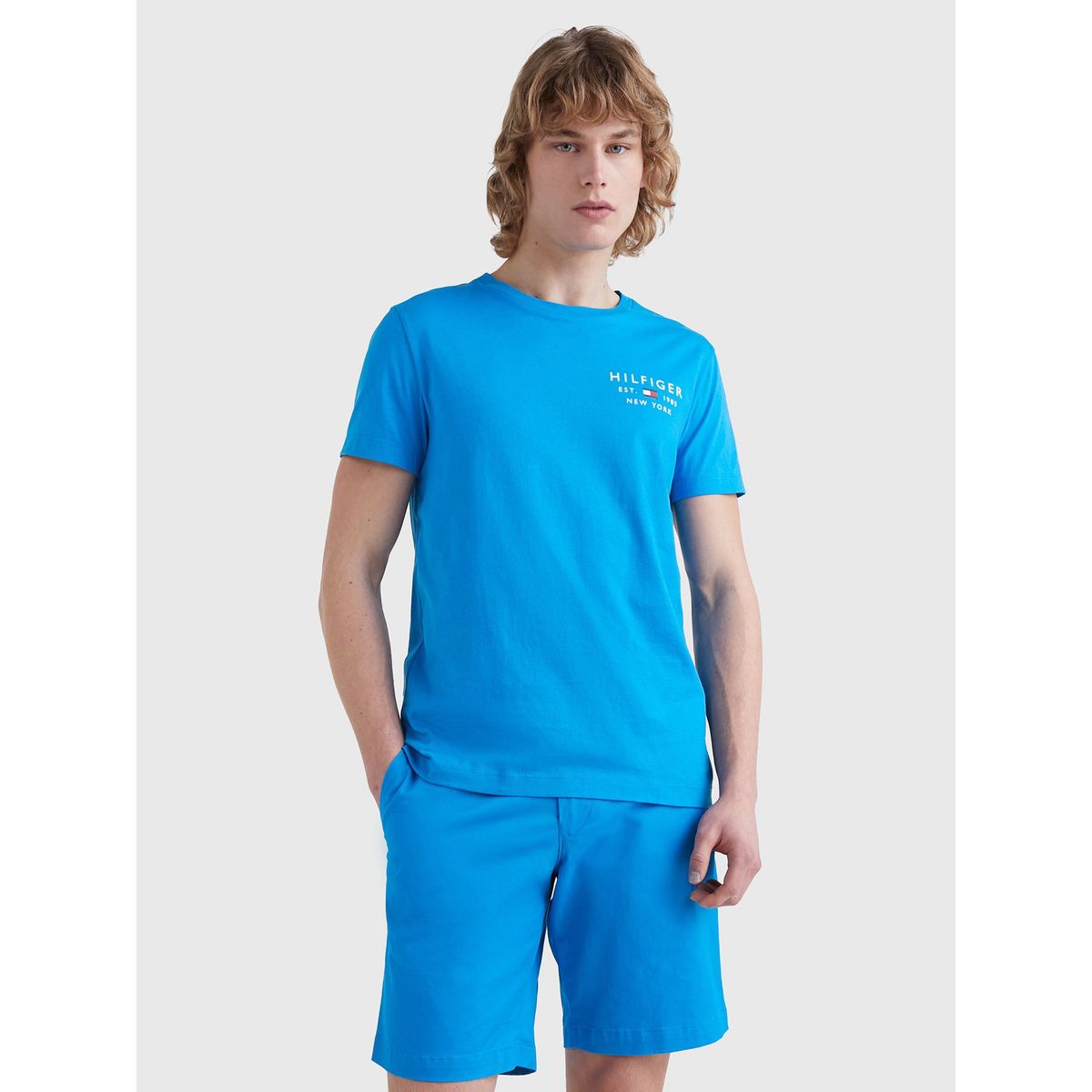 TOMMY HILFIGER - Polera Brand Small Logo Celeste Tommy Hilfiger