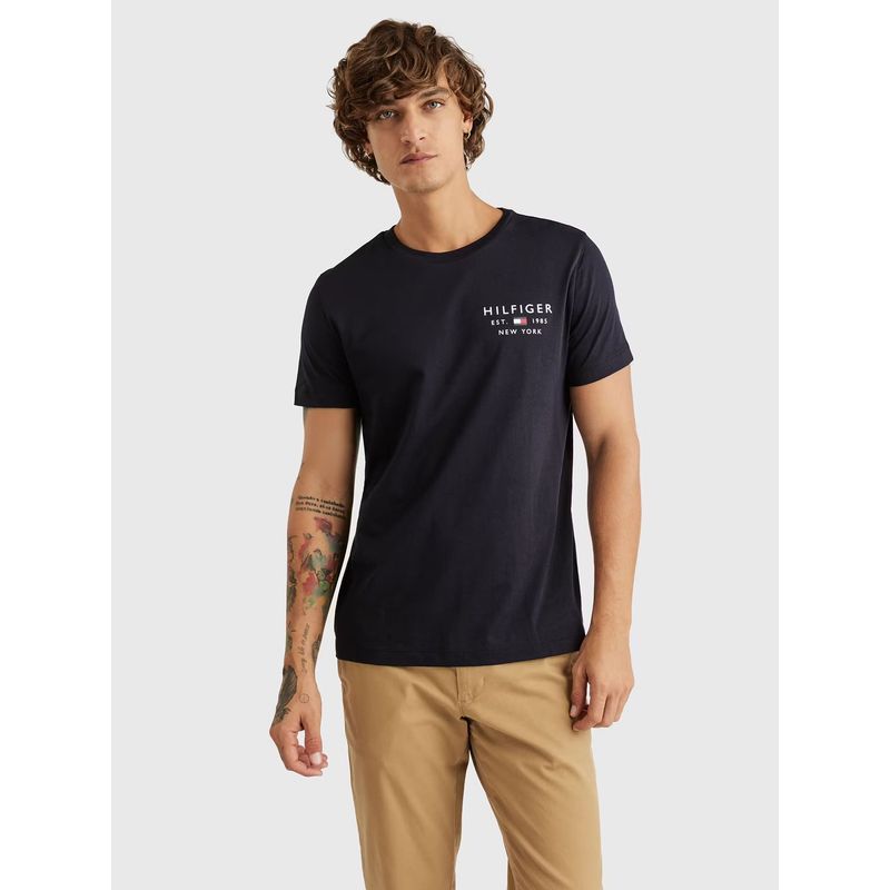 TOMMY HILFIGER - Polera Brand Small Logo Azul Tommy Hilfiger