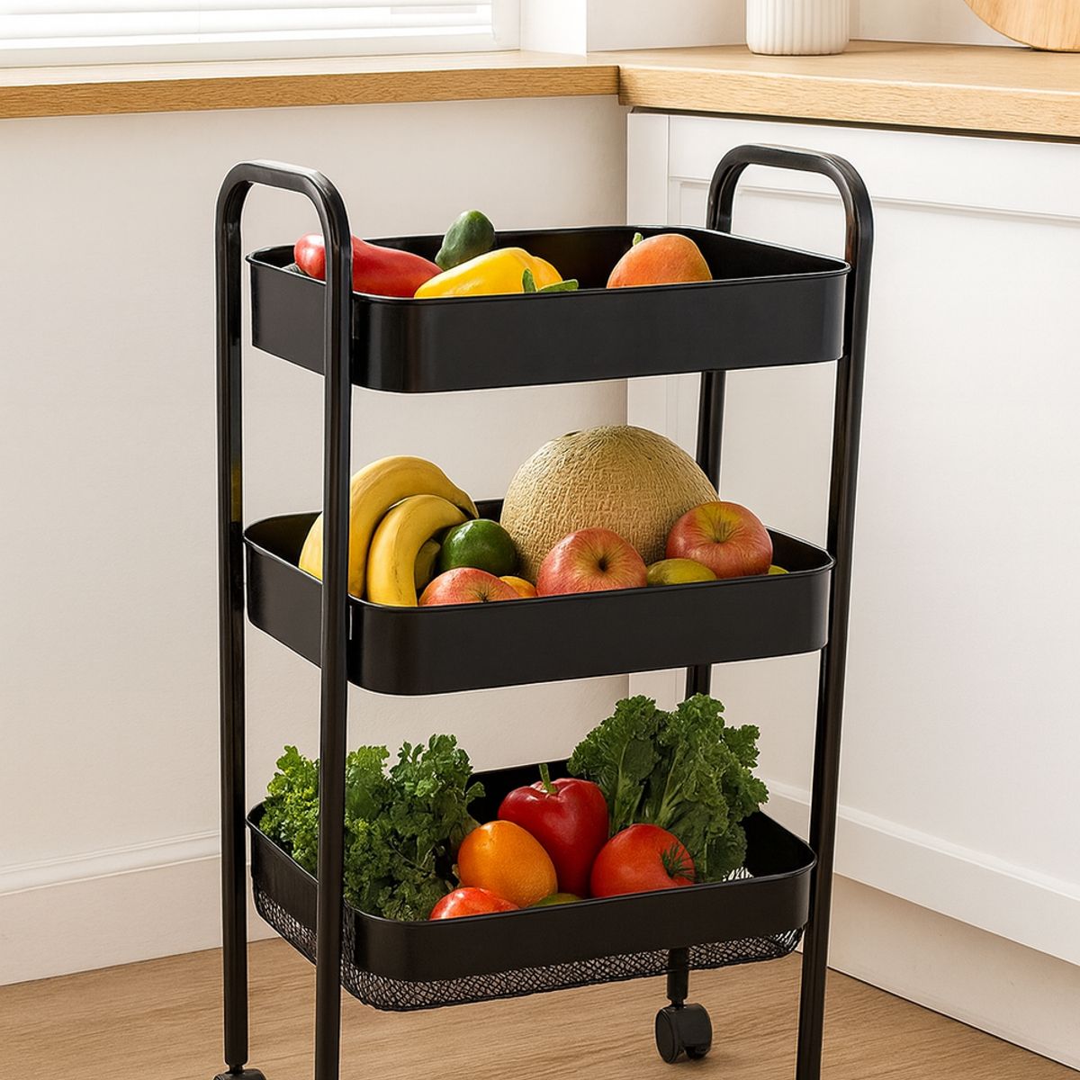 COSAS CASA - Carrito Carro Organizador Con 3 Estantes Niveles Con Ruedas