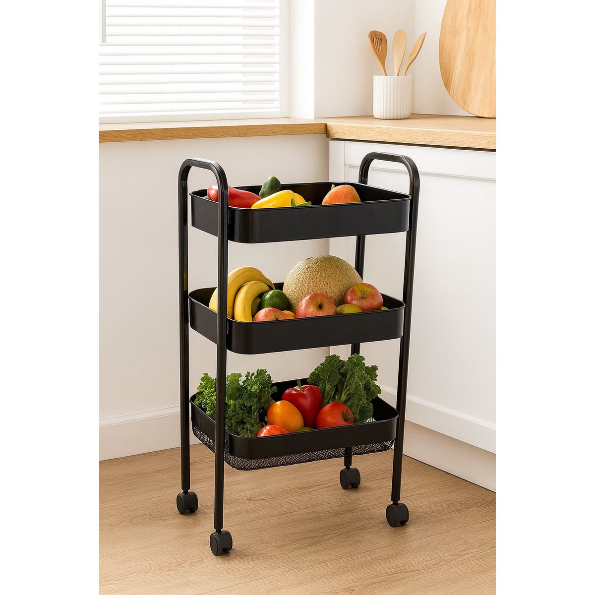 COSAS CASA - Carrito Carro Organizador Con 3 Estantes Niveles Con Ruedas