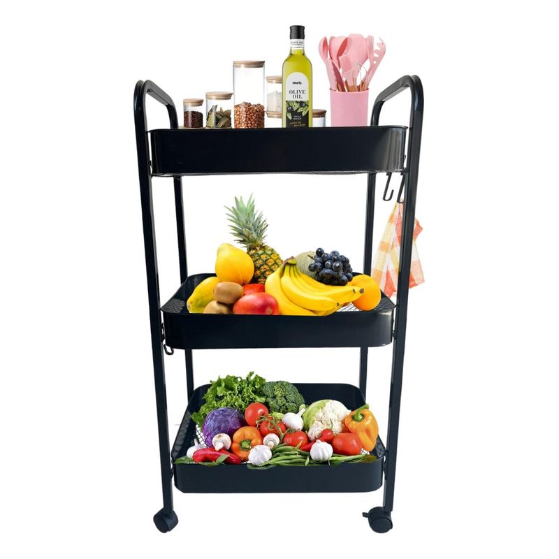 COSAS CASA - Carrito Carro Organizador Con 3 Estantes Niveles Con Ruedas