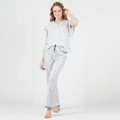 BARBIZON - Pijama de Mujer New Heart Pantalon Largo Gris