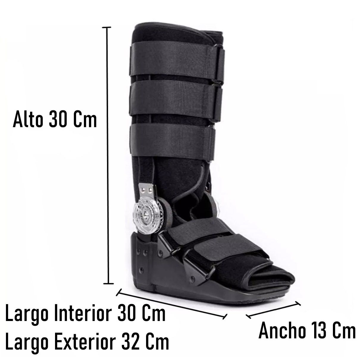 GENERICO - Bota Ortopédica Mecanismo Rom Cam Walker Alta Negra Oneder Talla XL