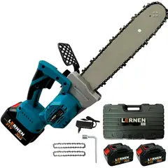 LERNEN - Motosierra Podadora Eléctrica 12 Pulgadas + 2 Baterías