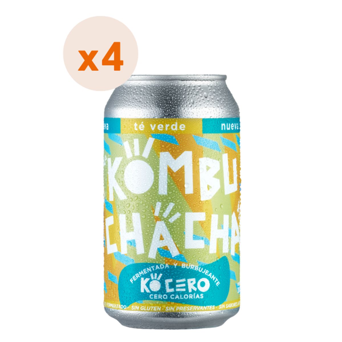 KOMBUCHACHA - 4x Kombuchacha Té Verde Lata 350cc