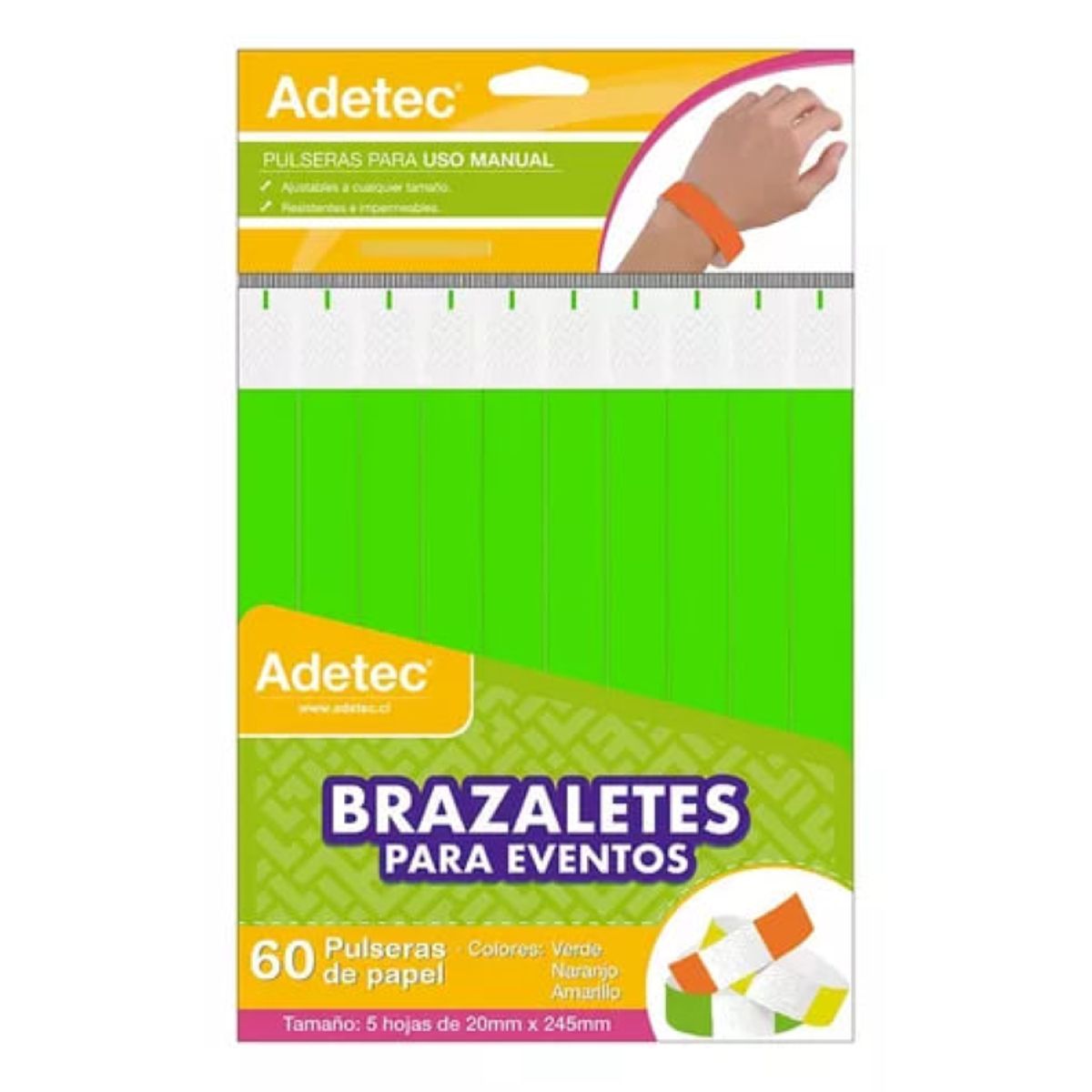 ADETEC - Brazaletes Para Eventos 60 Pulseras Adetec