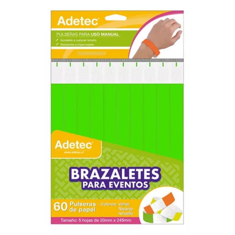 ADETEC - Brazaletes Para Eventos 60 Pulseras Adetec