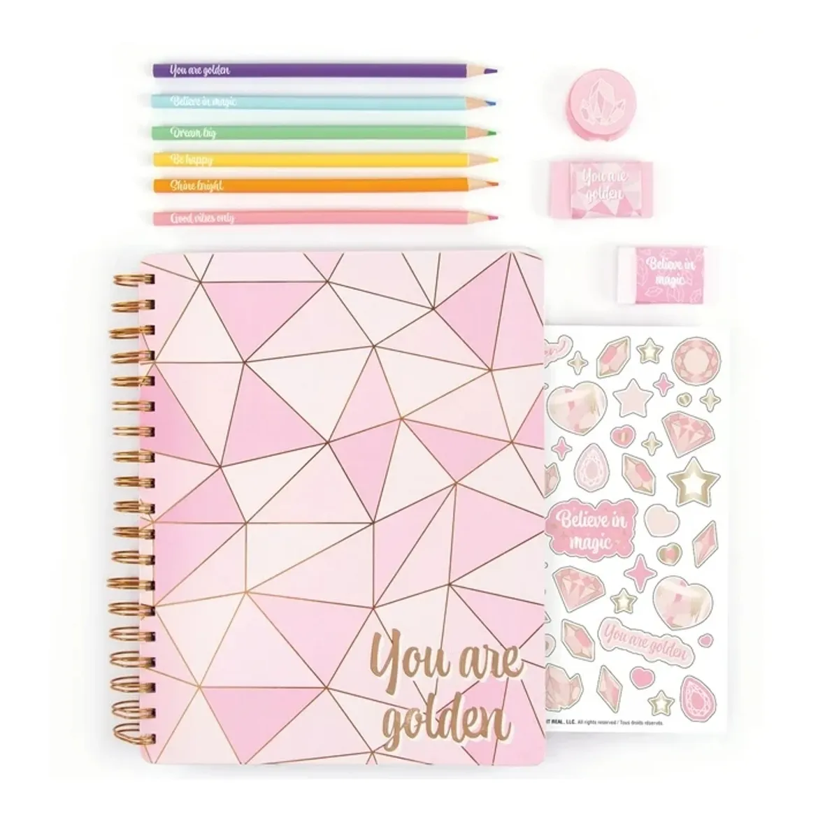 MAKE IT REAL - Libreta Rosada Todo En Uno Make It Real Con Lapices Sticker