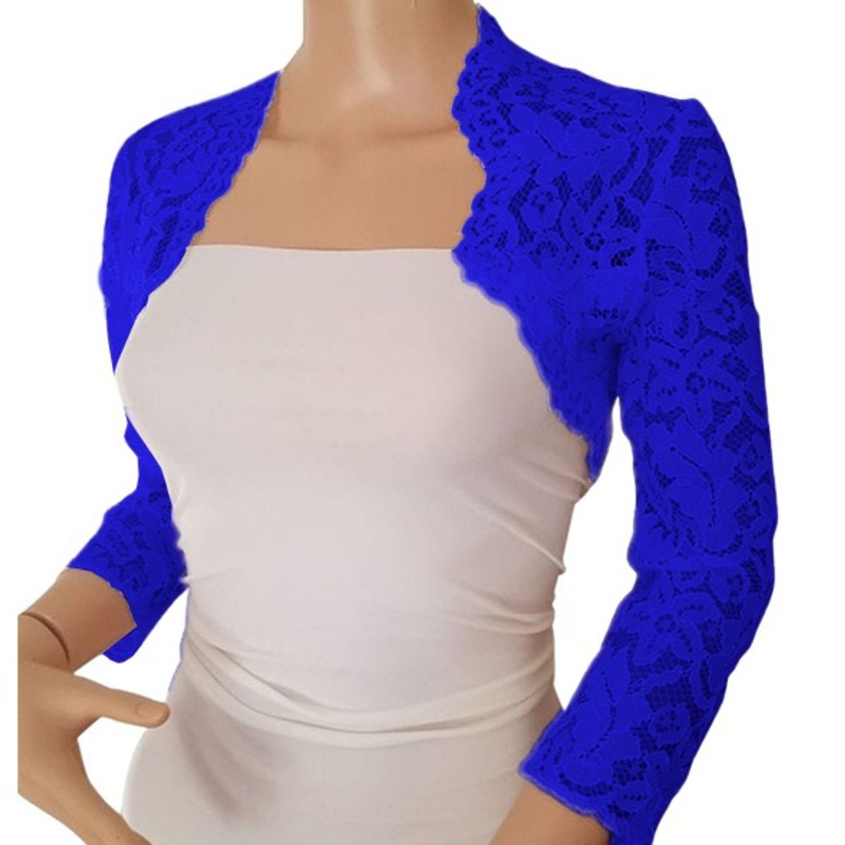 GENERICO - TAPADO BOLERO CHAL CORTO DE ENCAJE  MANGA LARGA MODELO T059