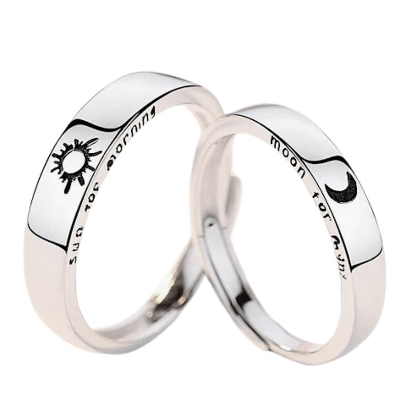 GENERICO - Set de Anillos para Pareja Ajustables Plata 925