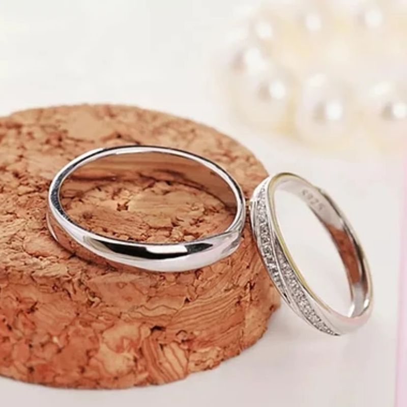 GENERICO - Set de Anillos para Pareja Ajustables Plata 925