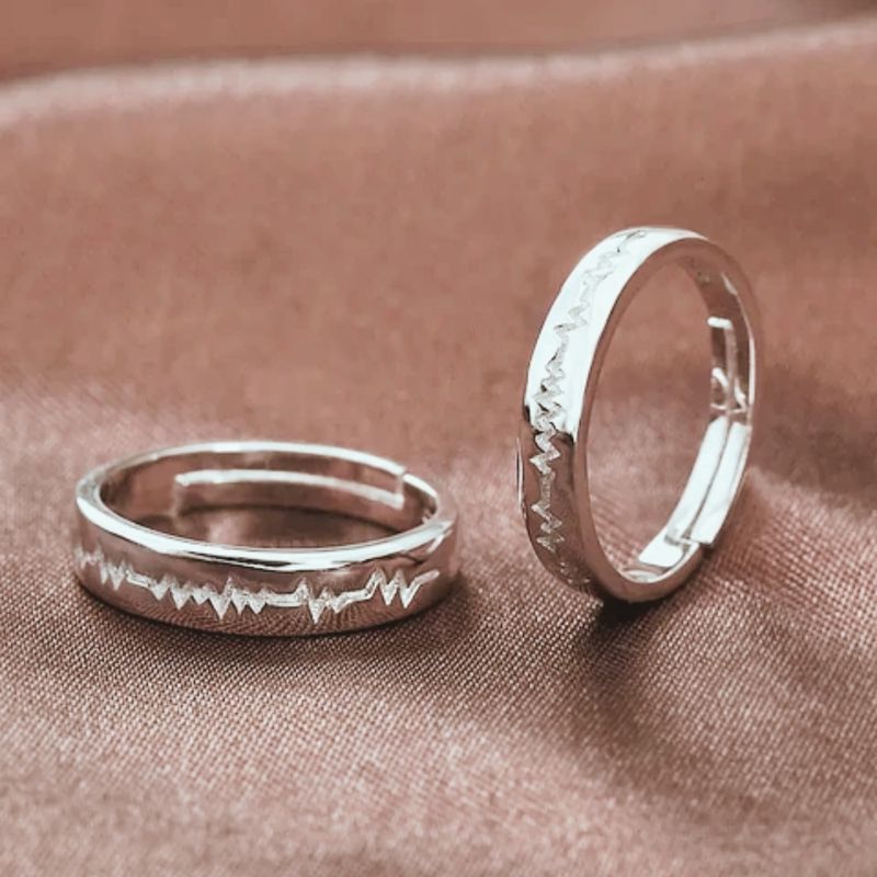 GENERICO - Set de Anillos para Pareja Ajustables Plata 925