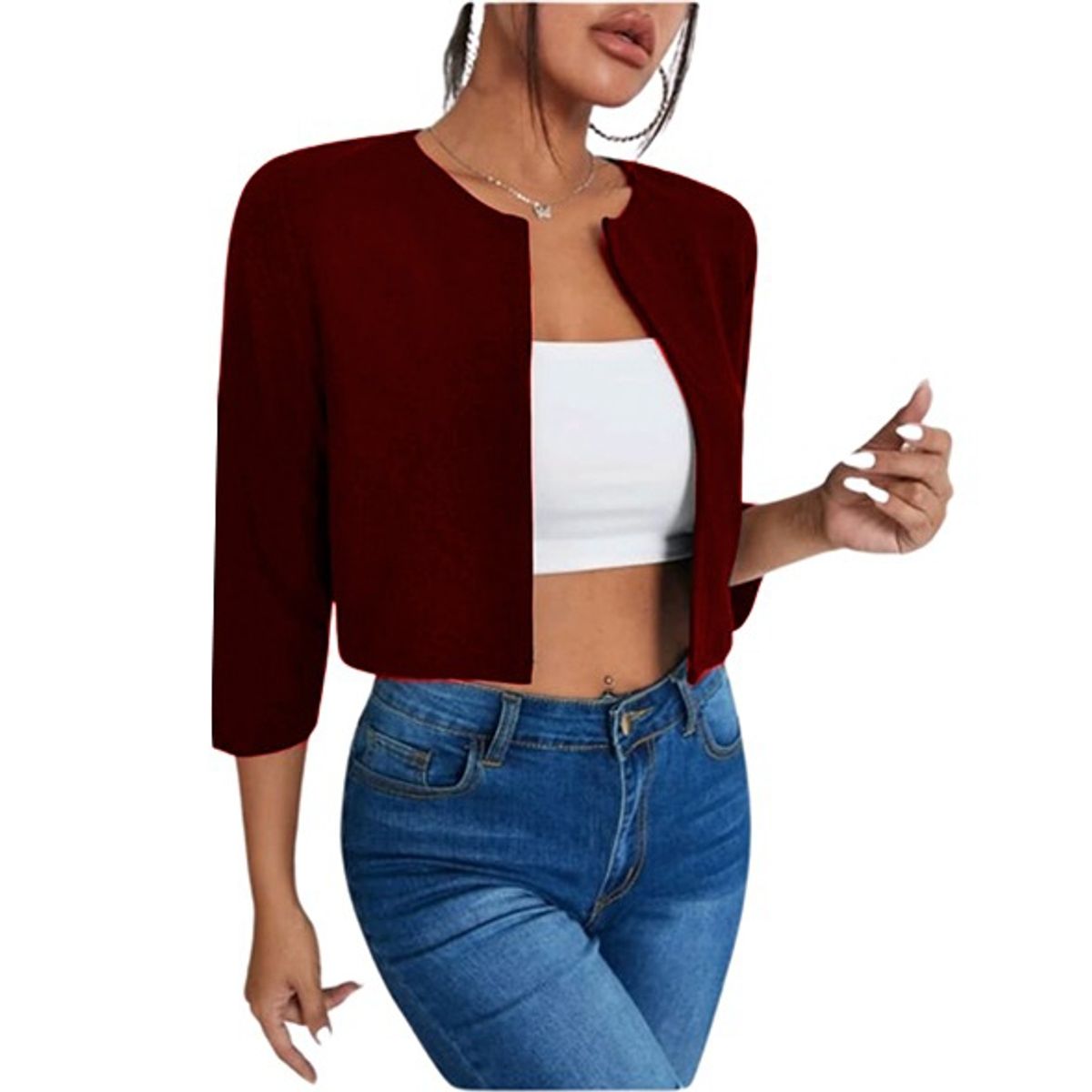 GENERICO - TAPADO BOLERO CHAL LISO MANGA LARGA MODELO T060
