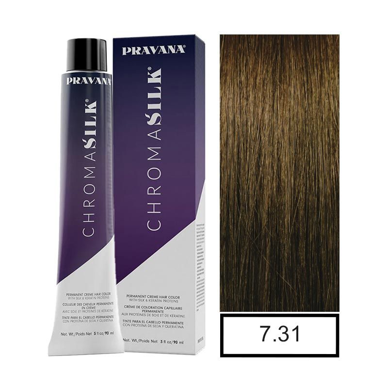 PRAVANA - PRAVANA - Tintura Permanente Chromasilk Rubio Dorado Ceniza 7.31 90Ml + Oxidante.