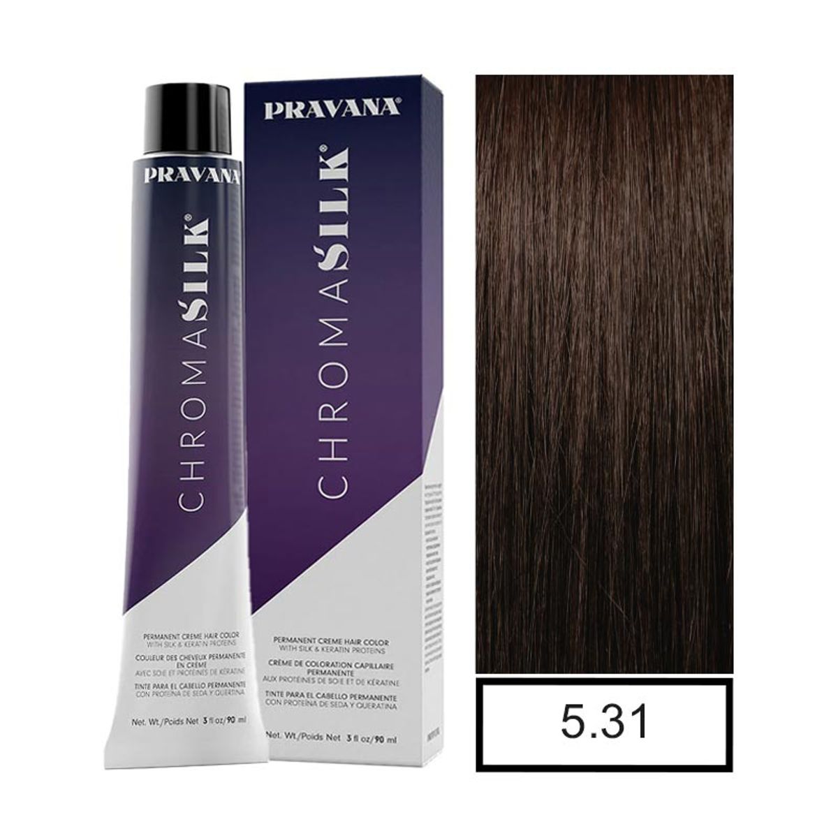 PRAVANA - PRAVANA - Tintura Permanente Chromasilk Castaño Claro Dorado Ceniza 5.31 90Ml + Oxidante.