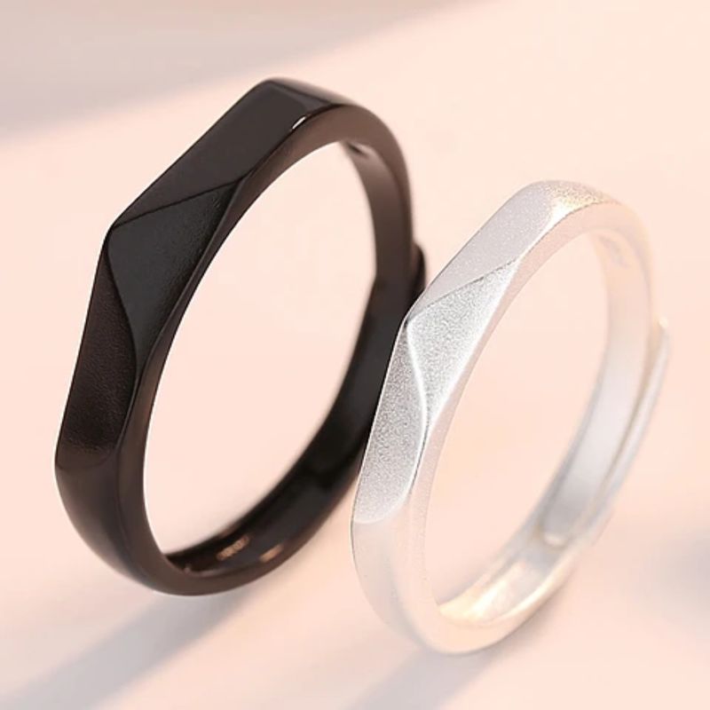 GENERICO - Set de Anillos para Pareja Ajustables Plata 925