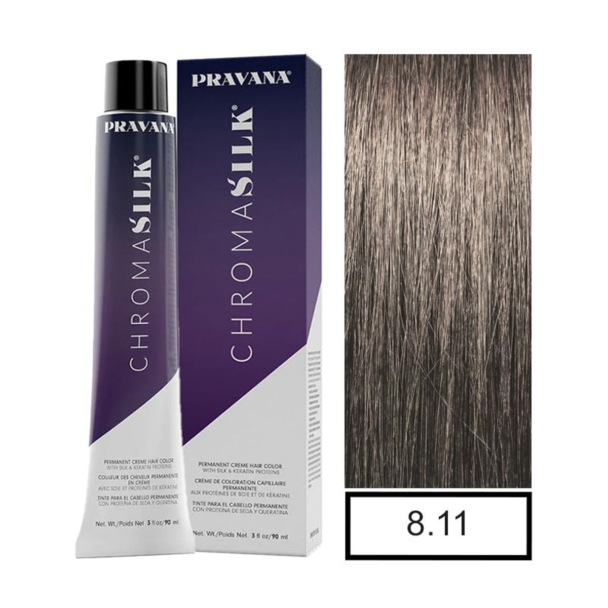 PRAVANA - PRAVANA - Tintura Permanente Chromasilk Rubio Claro Cenizo Intenso 8.11 90Ml + Oxidante.