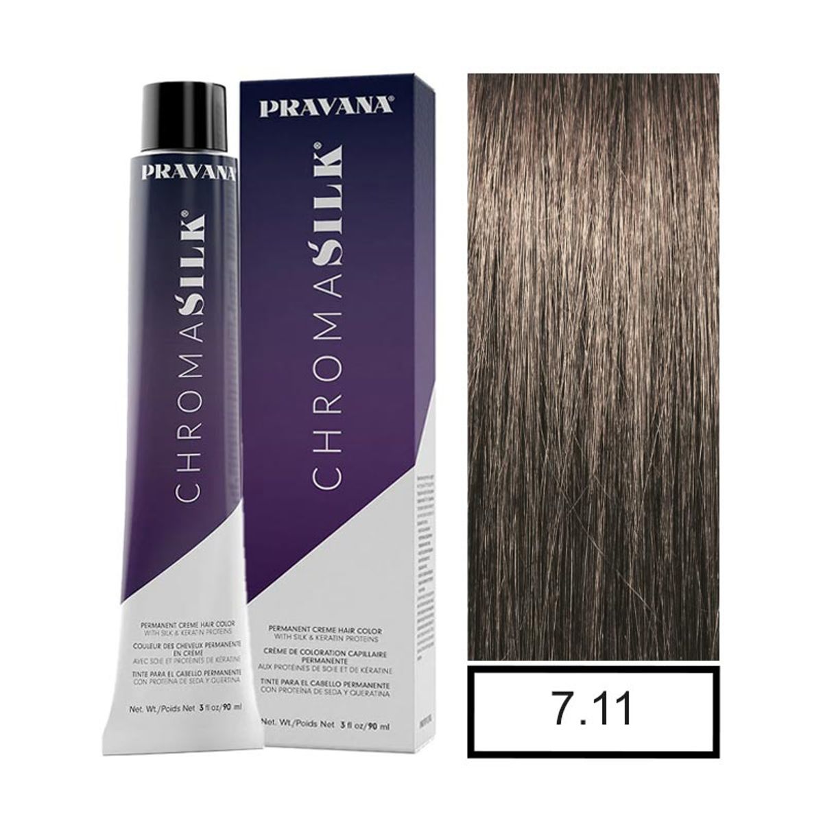 PRAVANA - PRAVANA - Tintura Permanente Chromasilk Rubio Cenizo Intenso 7.11 90Ml + Oxidante.