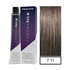 PRAVANA - - Tintura Permanente Chromasilk Rubio Cenizo Intenso 7.11 90Ml + Oxidante.