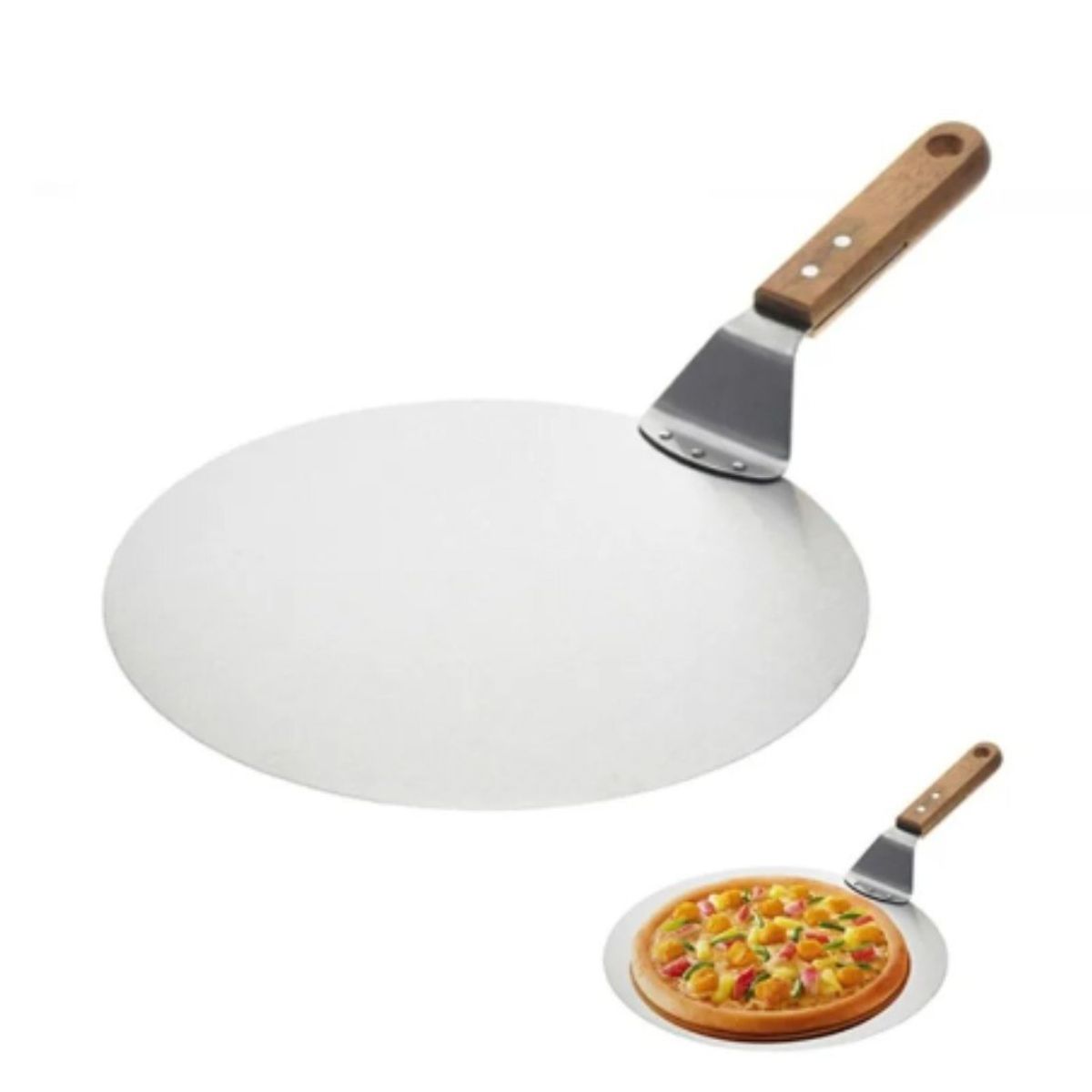 OEM - Espátula Pala Redonda Para Pizza Acero Inoxidable