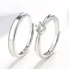 GENERICO - Set de Anillos para Pareja Ajustables Plata 925