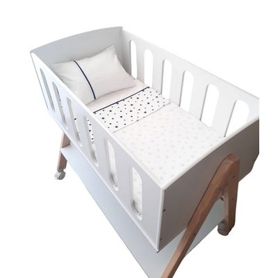 Imagen 2 del producto Juego de Sabana para Cuna Colecho 85x55 Blanco estrellas azul Marino