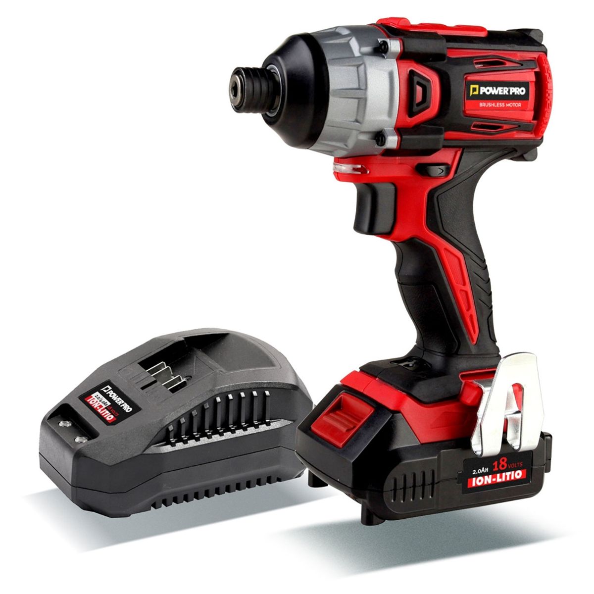 POWER PRO - Kit Atornillador de impacto ¼" Batería 2A  Cargador 18V