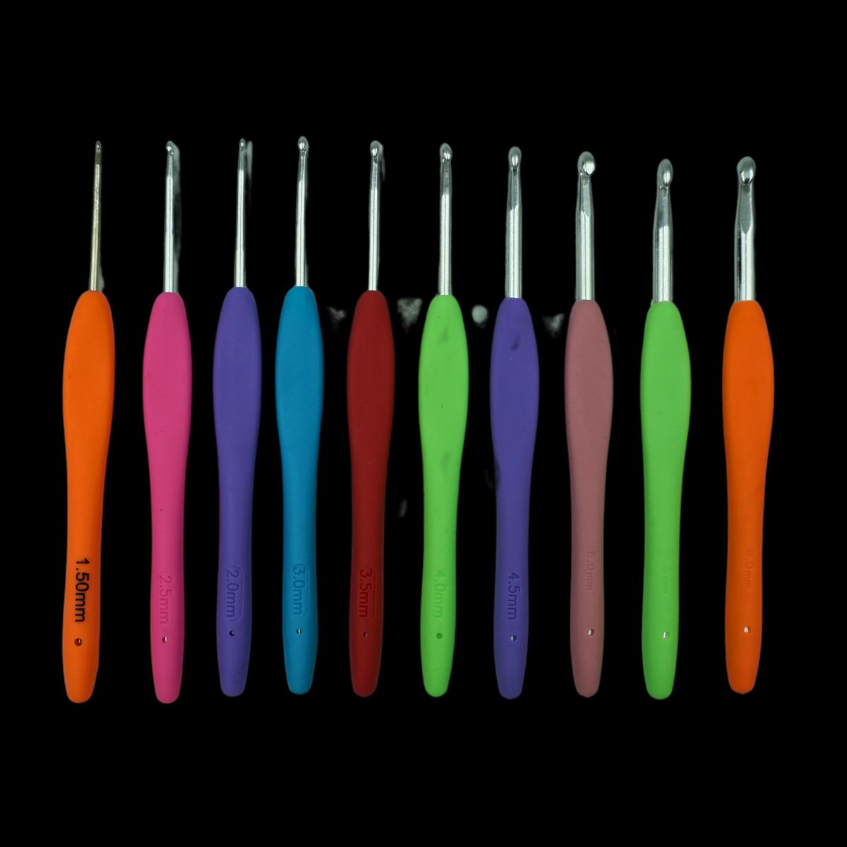 GENERICO - Crochet mango Silicona 10 unidades 1.5mm a 6mm