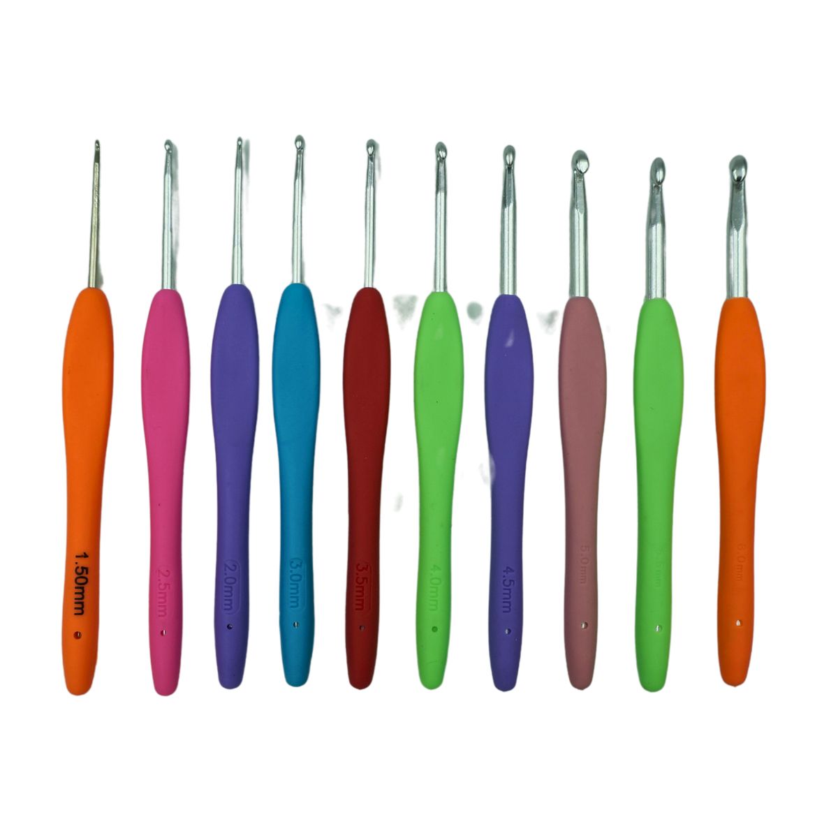 GENERICO - Crochet mango Silicona 10 unidades 1.5mm a 6mm