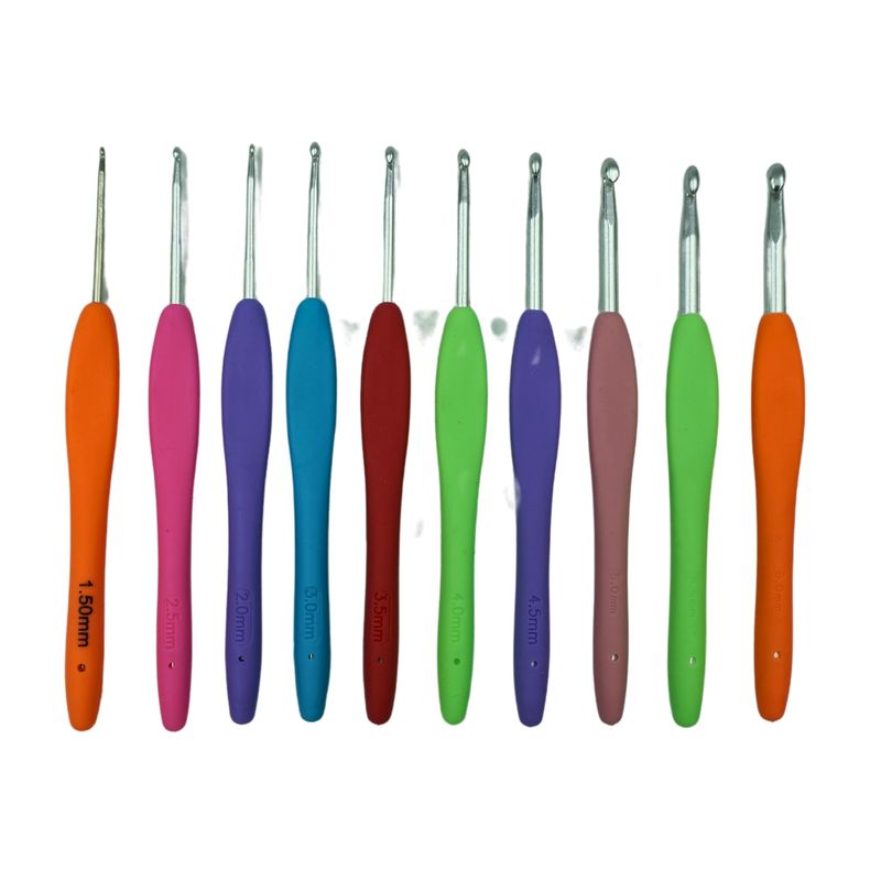 GENERICO - Crochet mango Silicona 10 unidades 1.5mm a 6mm