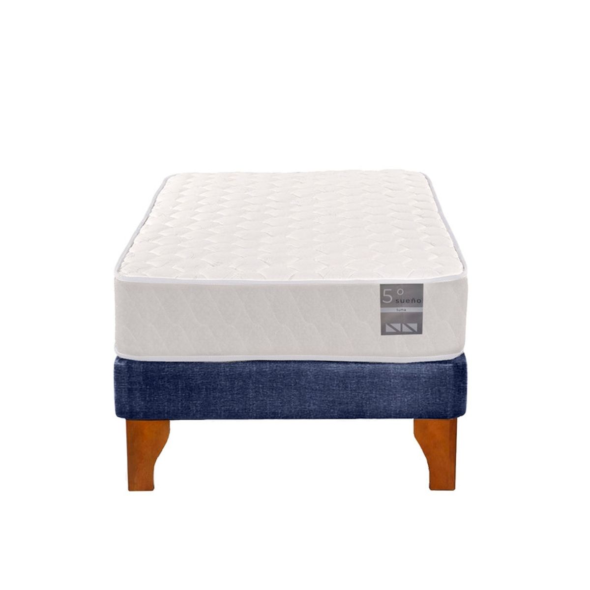5 SUEÑO - Cama Europea 1 Plaza Luna 90x190 cm Base Colchón Madera Azul…