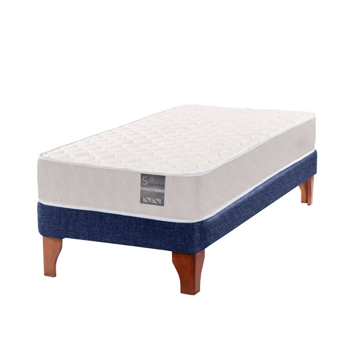 5 SUEÑO - Cama Europea 1 Plaza Luna 90x190 cm Base Colchón Madera Azul…