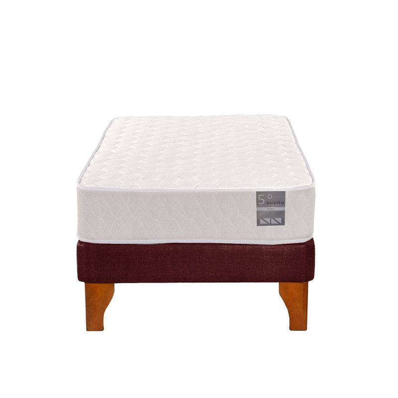 5 SUEÑO - Cama Europea 1 Plaza Luna 90x190 cm Base Colchón Madera Burdeo