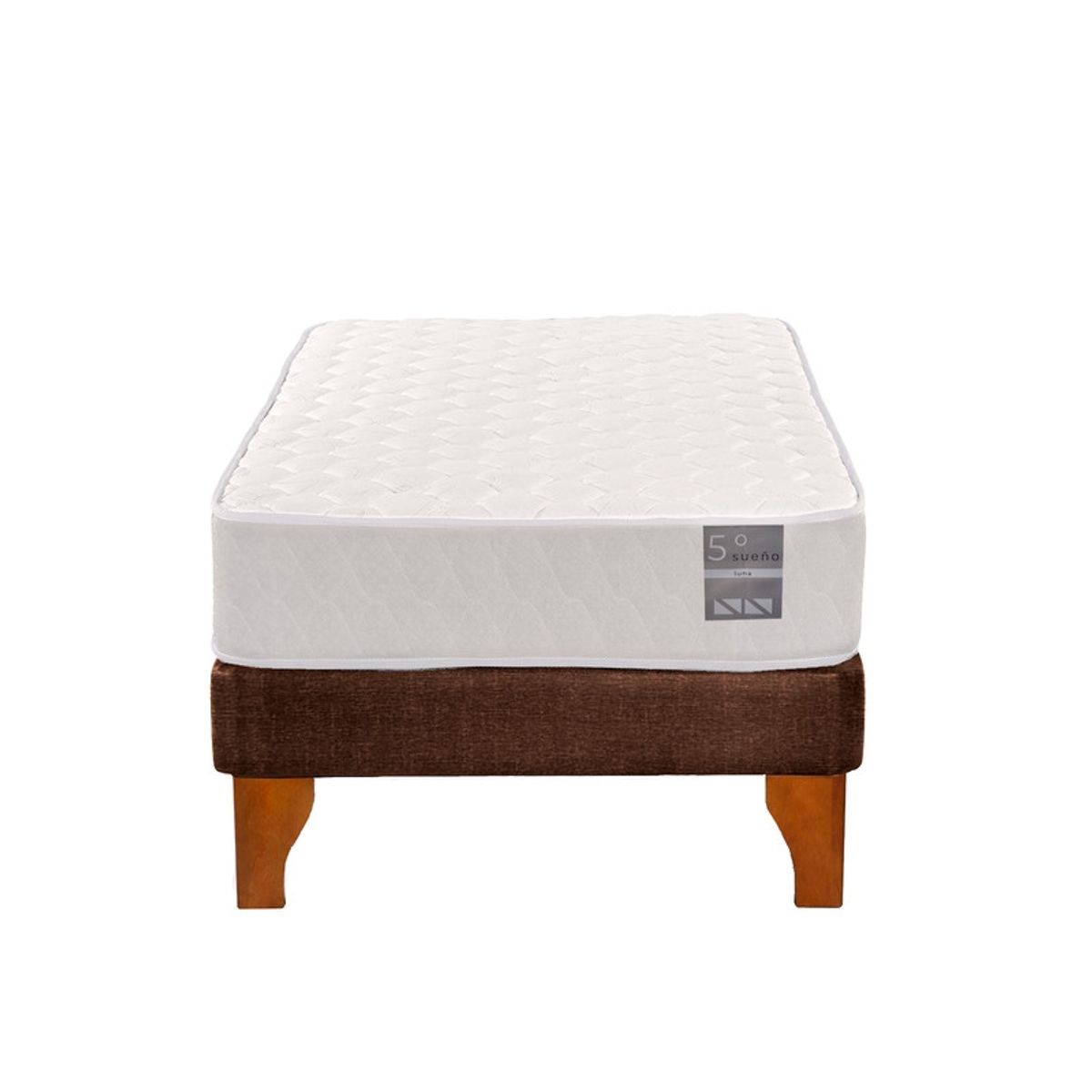 5 SUEÑO - Cama Europea 1 Plaza Luna 90x190 cm Base Colchón Madera Café…