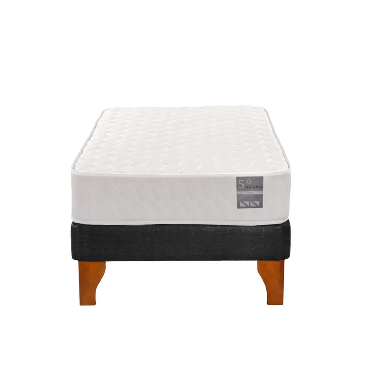 5 SUEÑO - Cama Europea 1 Plaza Luna 90x190 cm Base Colchón Madera Negro…