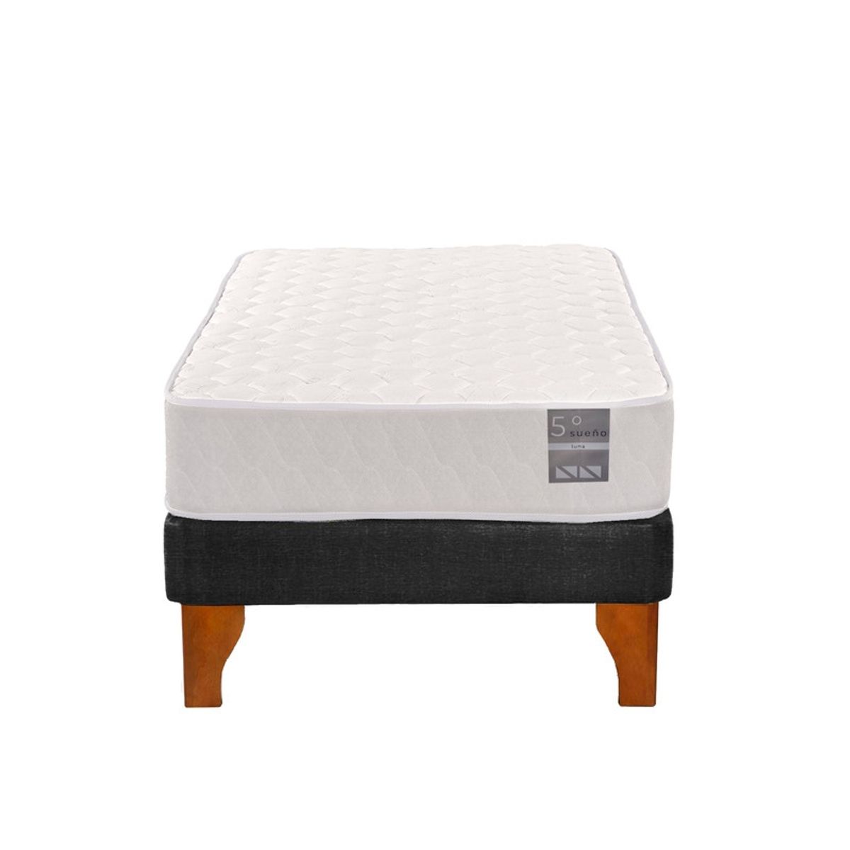 5 SUEÑO - Cama Europea 1 Plaza Luna 90x190 cm Base Colchón Madera Negro…