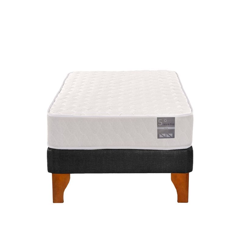 5 SUEÑO - Cama Europea 1 Plaza Luna 90x190 cm Base Colchón Madera Negro