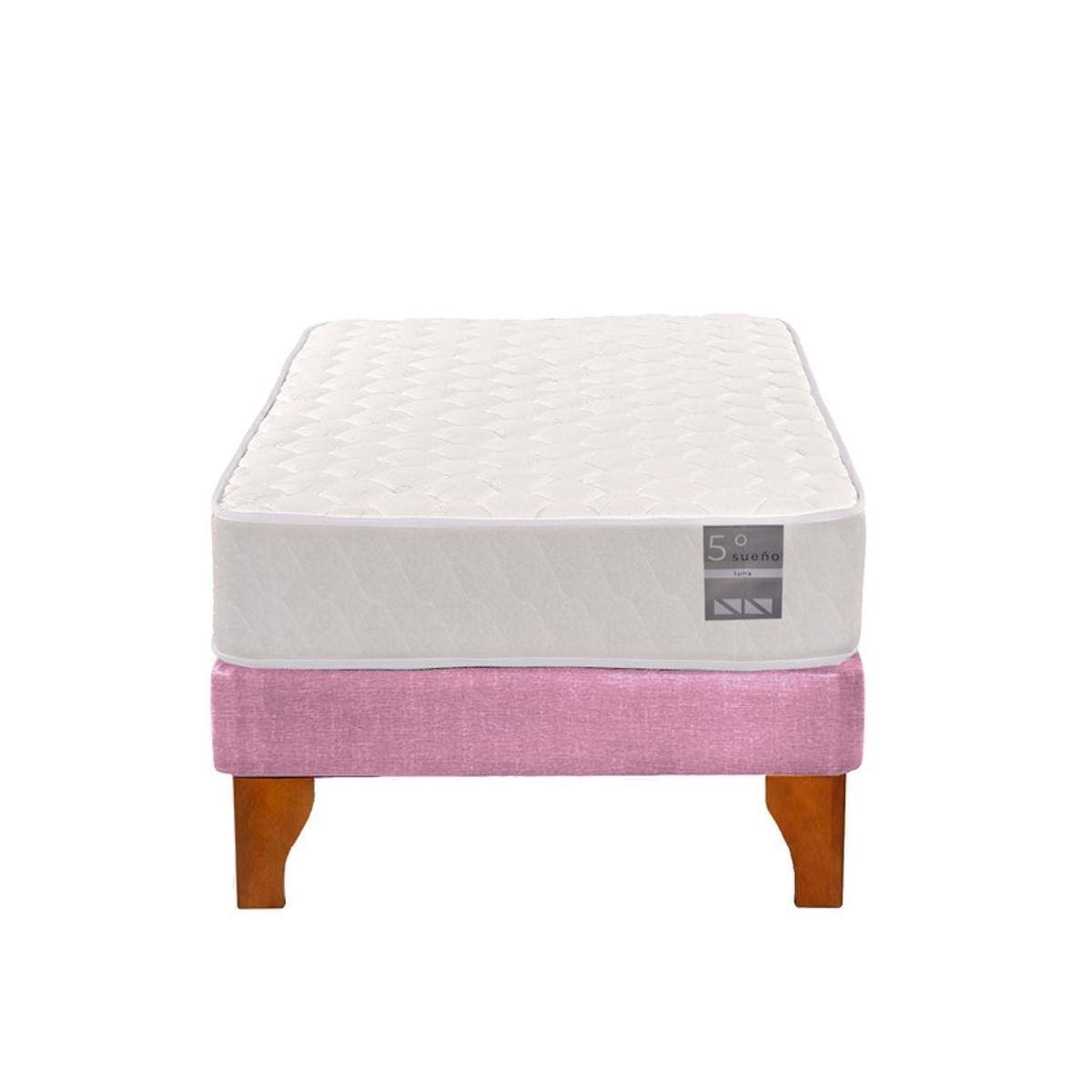 5 SUEÑO - Cama Europea 1 Plaza Luna 90x190 cm Base Colchón Madera Rosado…