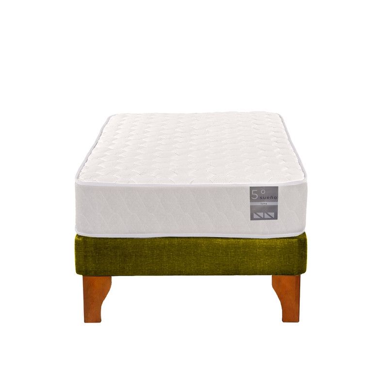 5 SUEÑO - Cama Europea 1 Plaza Luna 90x190 cm Base Colchón Madera Verde