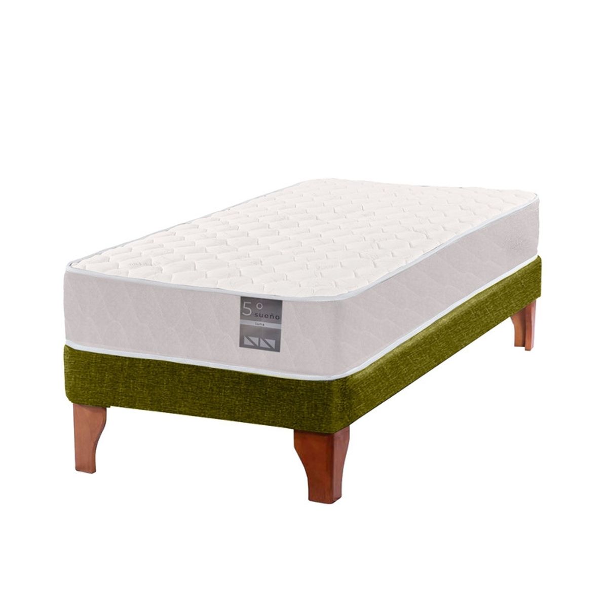 5 SUEÑO - Cama Europea 1 Plaza Luna 90x190 cm Base Colchón Madera Verde…