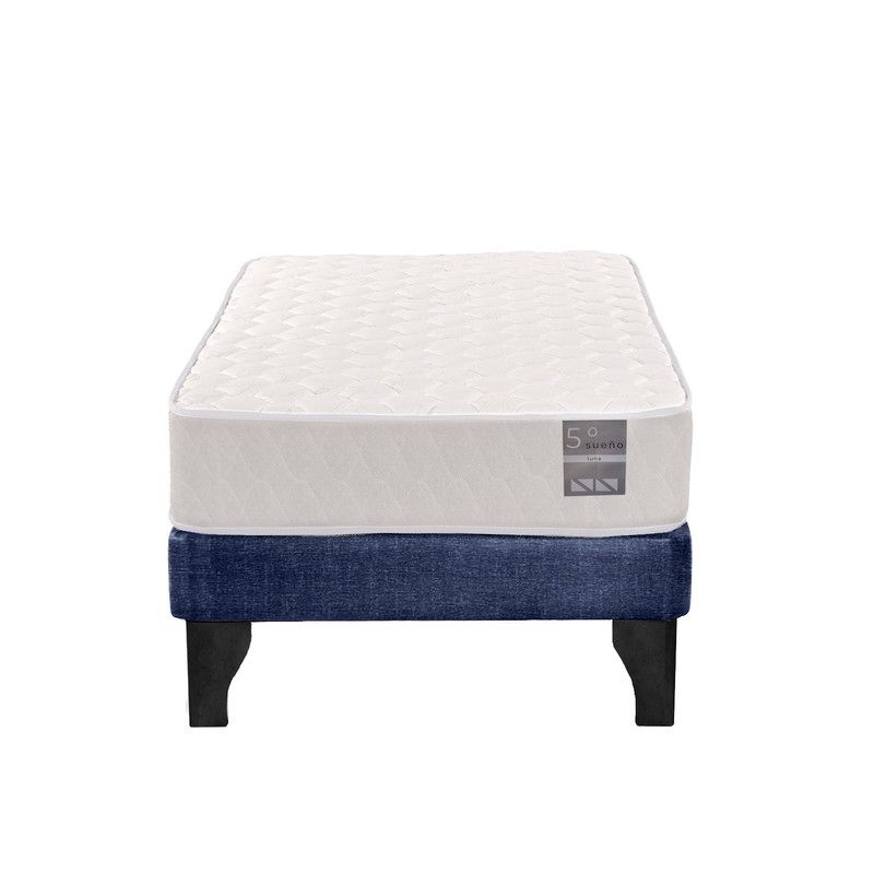 5 SUEÑO - Cama Europea 1 Plaza Luna 90x190 cm Base Colchón Negro Azul