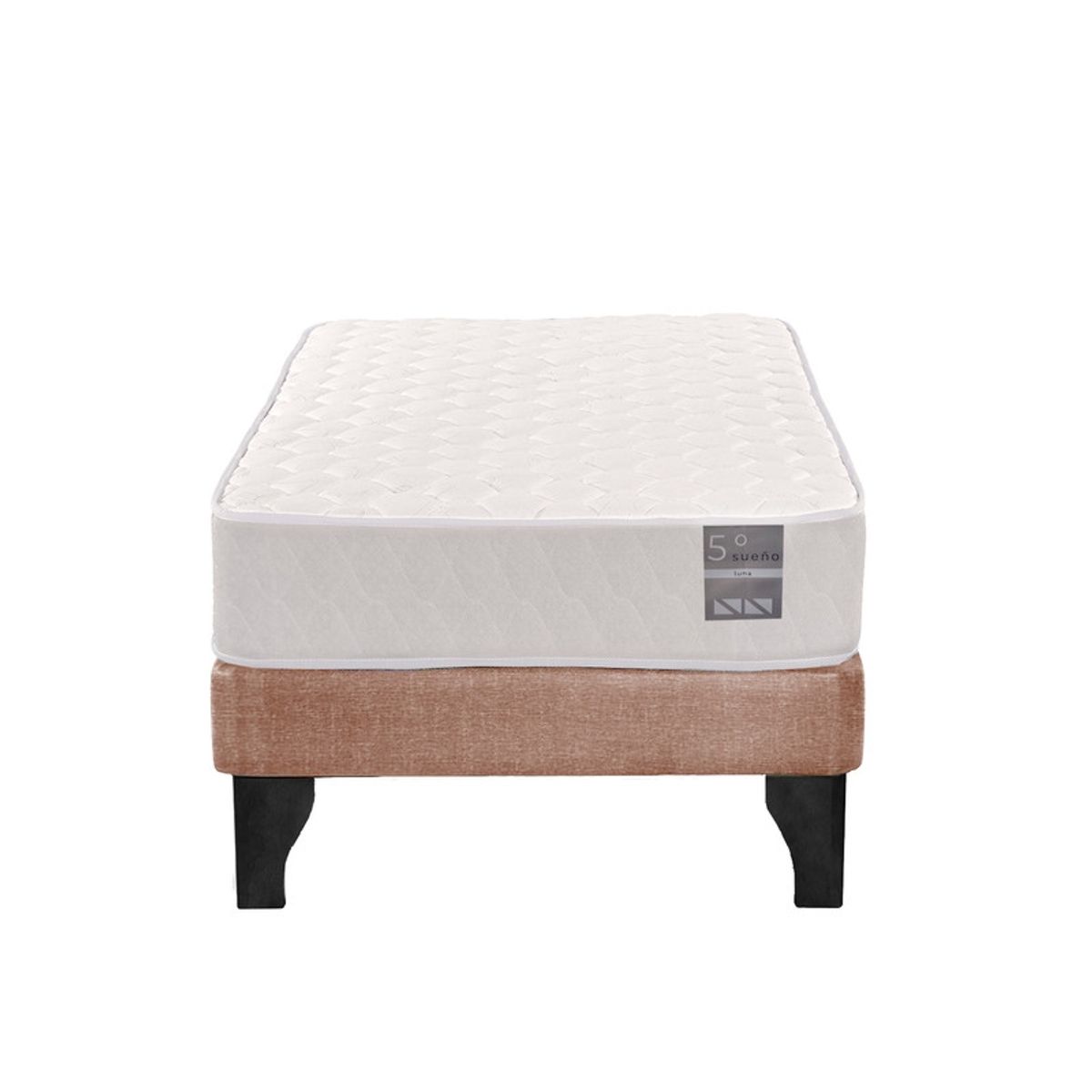 5 SUEÑO - Cama Europea 1 Plaza Luna 90x190 cm Base Colchón Negro Beige