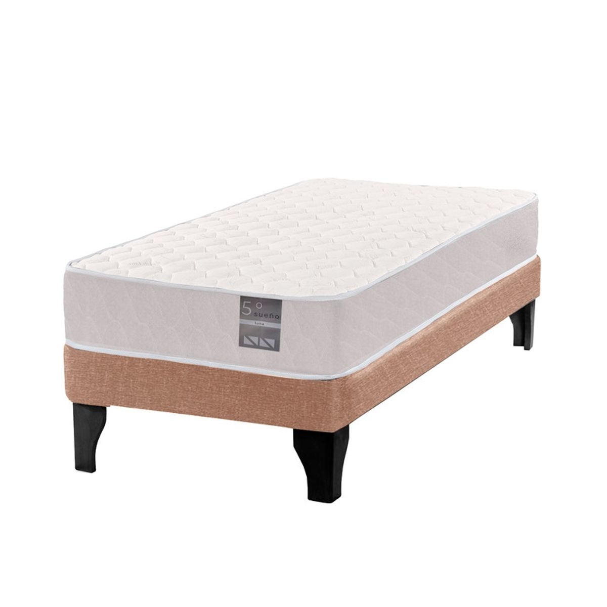 5 SUEÑO - Cama Europea 1 Plaza Luna 90x190 cm Base Colchón Negro Beige
