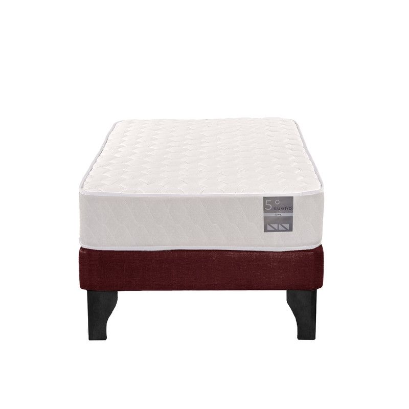 5 SUEÑO - Cama Europea 1 Plaza Luna 90x190 cm Base Colchón Negro Burdeo