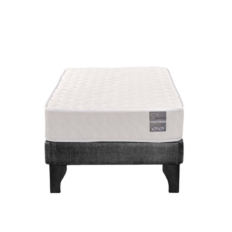 5 SUEÑO - Cama Europea 1 Plaza Luna 90x190 cm Base Colchón Negro Gris