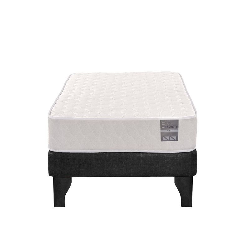 5 SUEÑO - Cama Europea 1 Plaza Luna 90x190 cm Base Colchón Negro