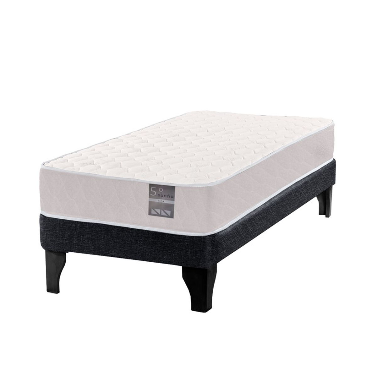5 SUEÑO - Cama Europea 1 Plaza Luna 90x190 cm Base Colchón Negro…