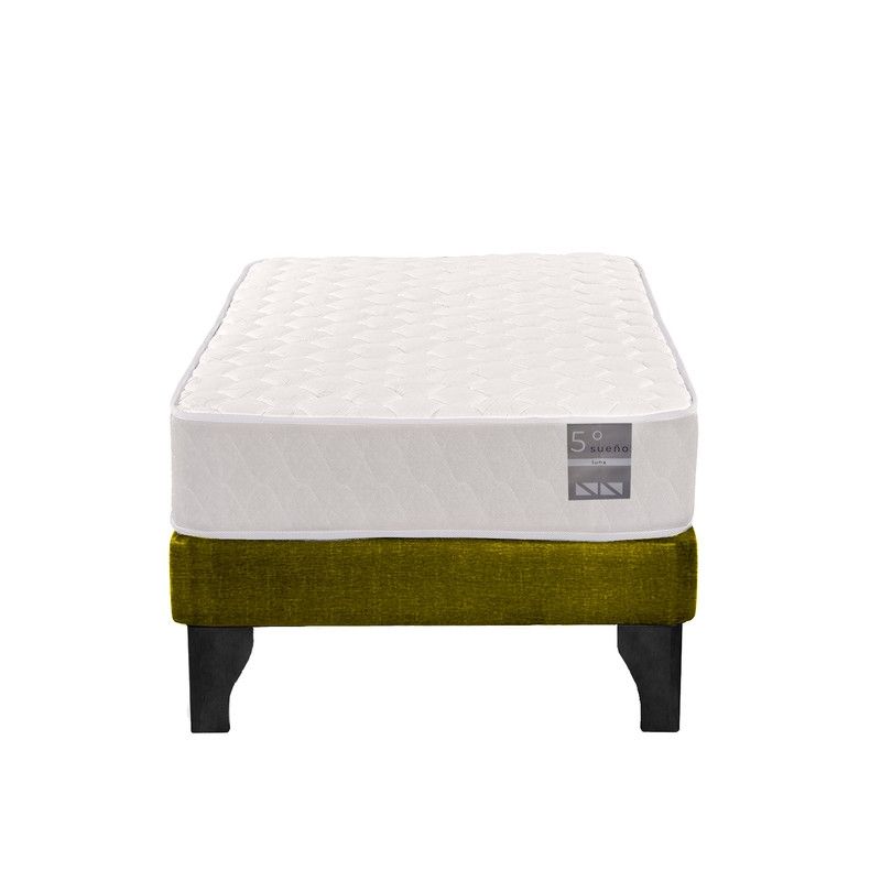 5 SUEÑO - Cama Europea 1 Plaza Luna 90x190 cm Base Colchón Negro Verde