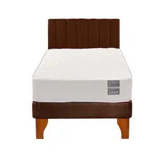 5 SUEÑO - Cama Europea 1 Plaza Luna + Respaldo Tubular Madera Café…